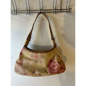 Fossil mini shoulder bag wooden key beige flowers rn#78082